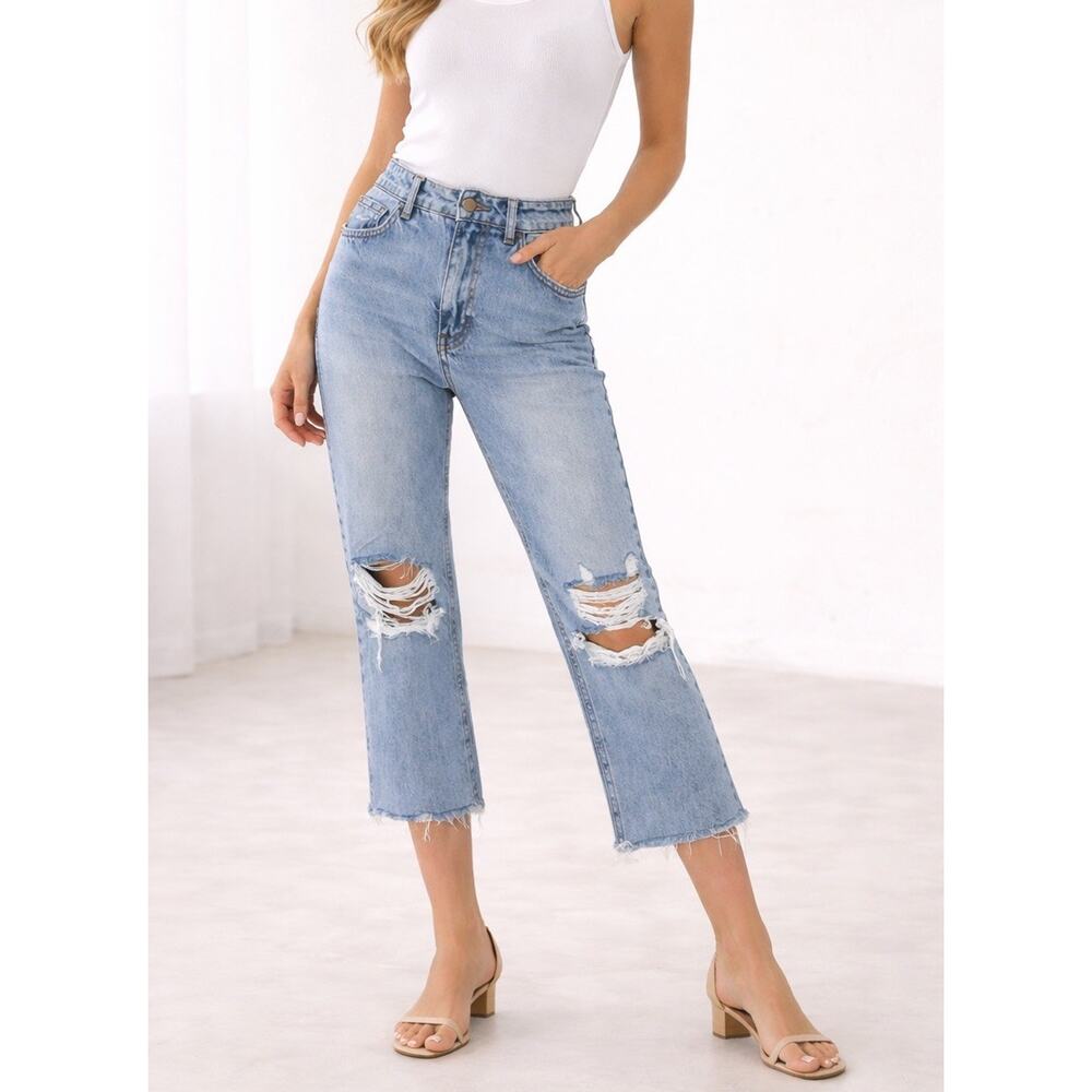 BDG Urban Outfitters Crop Jeans Women's Sz 26 High Waisted Distressed Light Wash